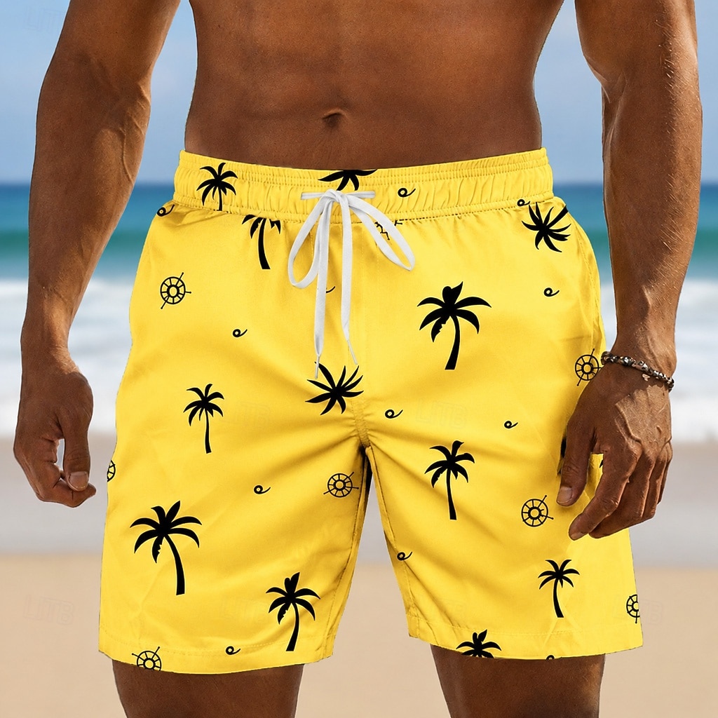 Herren Kokospalme Tropische Pflanzen Badehosen Badeanzüge Badeshorts Boardshorts Mittlere Taille Hawaiianisch Täglich Strandurlaub Seitentaschen Netzfutter Elastischer Kordelzug in der Taille Designer 2026 - $20.99 –P1