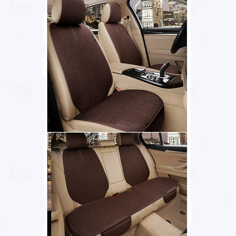 Ensemble complet de 7 housses de siège auto universelles, coussins avant et arrière en lin respirant avec protections de dossier, compatibles avec les airbags pour la plupart des voitures, SUV et de 2026 ? $98.99 –P6