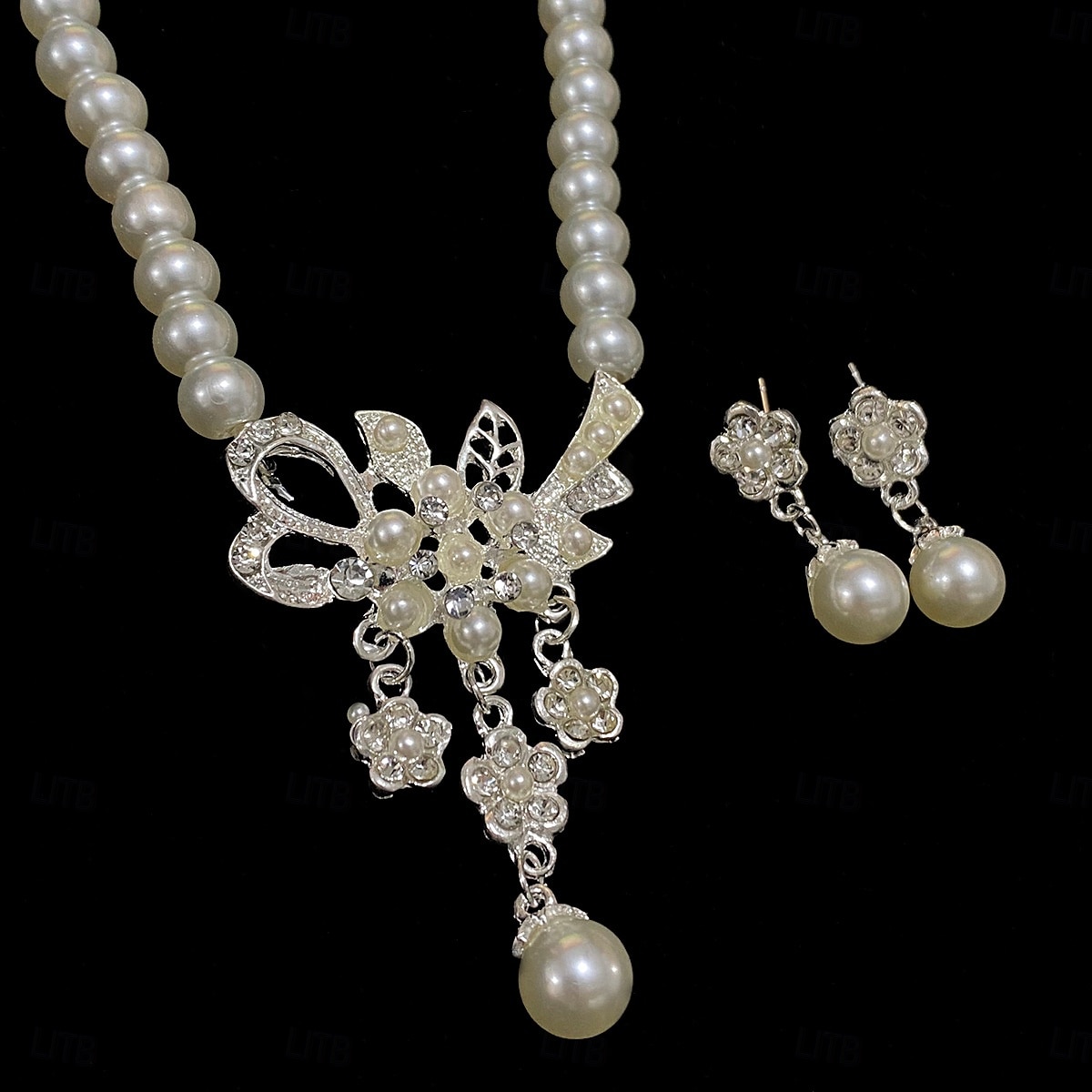 Juego de Joyas 2 Perla Perla Pendientes Collare Mujer Elegante Redondo Conjunto de joyas Para Fiesta Boda 2026 - $17.49 –P2