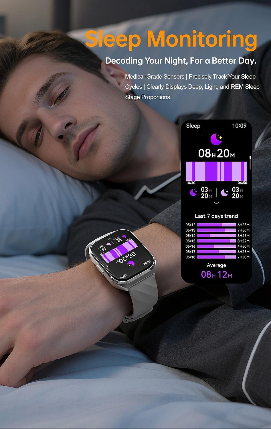 Smartklocka för män (ring/svara i samtal), 1,83" böjd skärm, fitnesstracker med pulsmätare, SPO2-sömnmätare, 70+ sportlägen, vattentät smartklocka enligt IP68 med armband i rostfritt stål för Android 2026 - $39.99 –P5