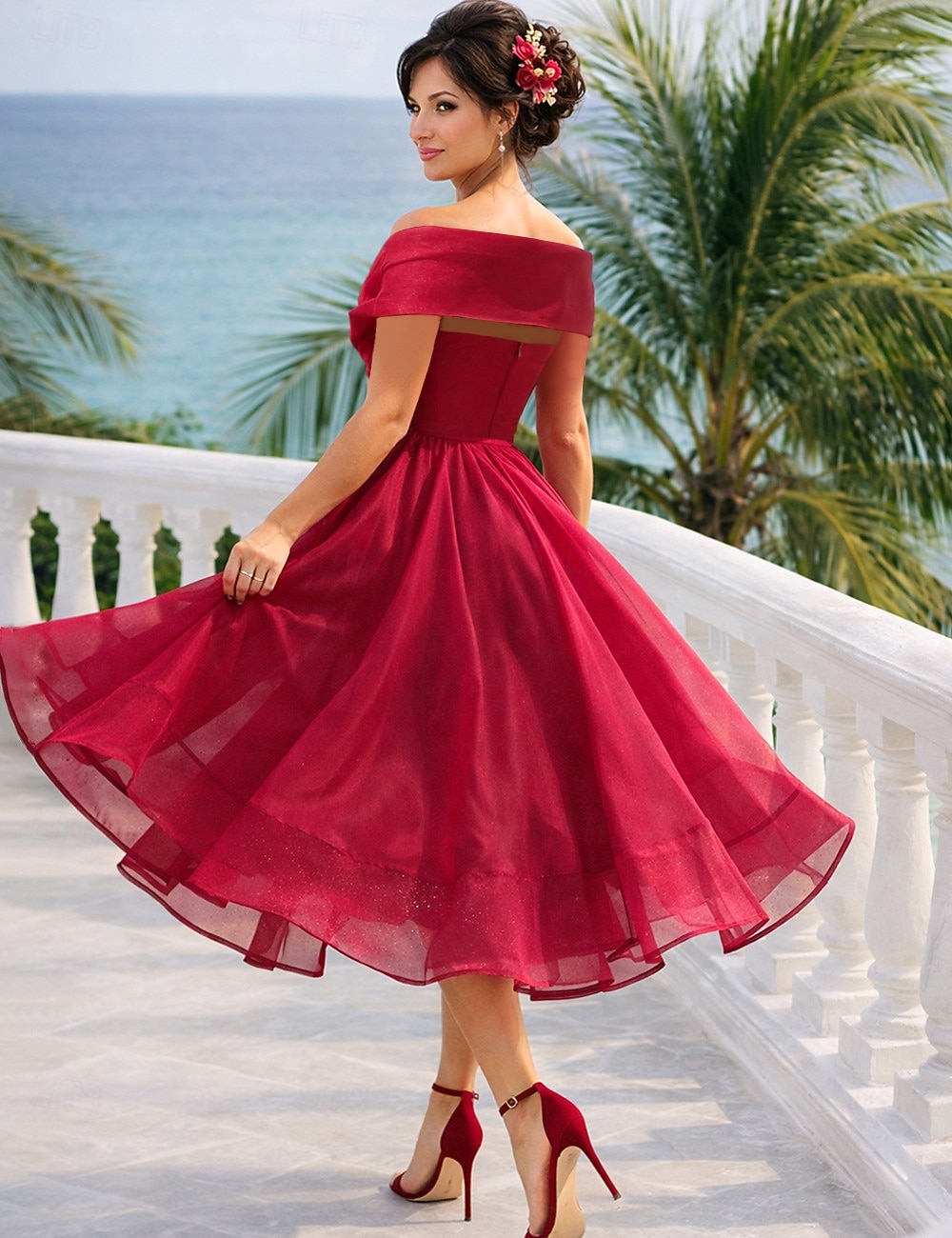 seaside tones linen dress Seaside Tones Short Square Linen Dress main image 1