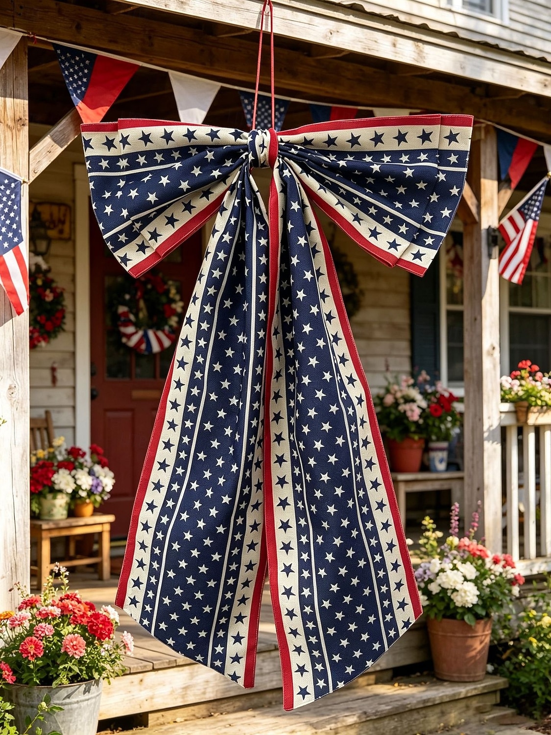 Fiocco decorativo per il 250° anniversario degli Stati Uniti, fiocco patriottico da appendere, rosso, bianco e blu, ghirlanda per la porta del 4 luglio, fiocco per la porta d'ingresso, portico, del 2026 a $18.99 –P3