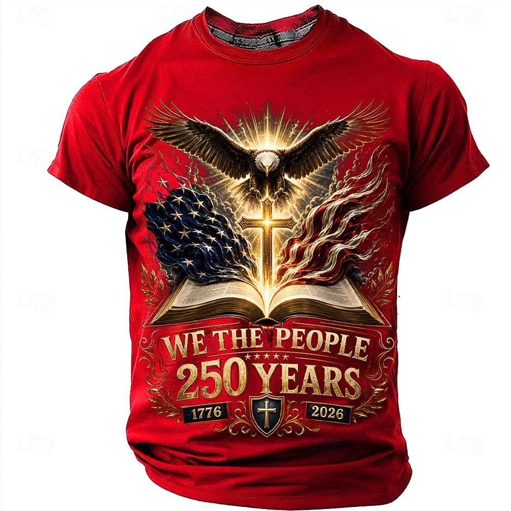 2026 250º Camisetas Masculinas T-Shirt Bandeira dos EUA 1776 de Manga Curta Impressão 3D Camiseta Colar Redondo Patriótica Festival Diário Azul Preto Vermelho Verão Primavera Roupas Vestuário S M L de 2026 por $18.99 –P8