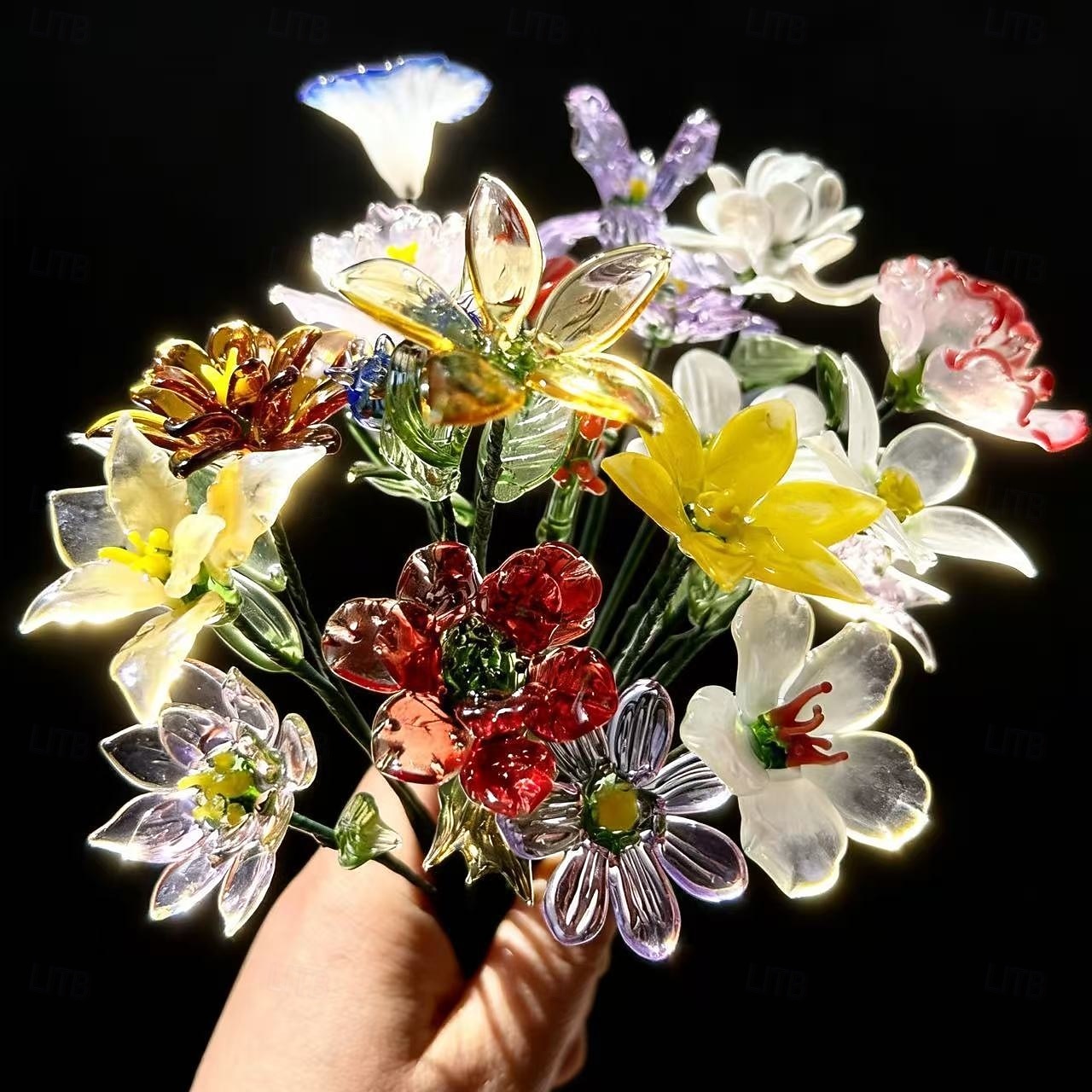 floare din sticlă pentru luna nașterii, cadou floral din sticlă suflată manual pentru ziua de naștere, Ziua Mamei, iubită, cea mai bună prietenă, soră, bunică – cadou unic pentru ea, femei, set de 2026 - $16.99 –P1
