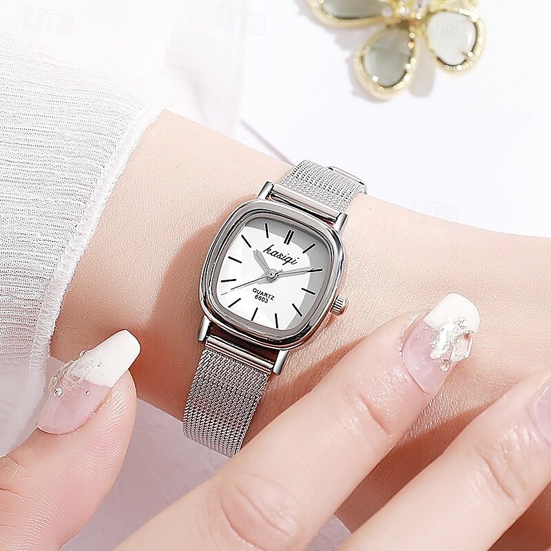Women's Square Quartz Watch with Silver Mesh Strap, Minimalist Black Dial Ladies Fashion Watch, Elegant Vintage Small Face Wrist Watch for Women Girls, Birthday Gift for Her 2026 - $14.99 –P4
