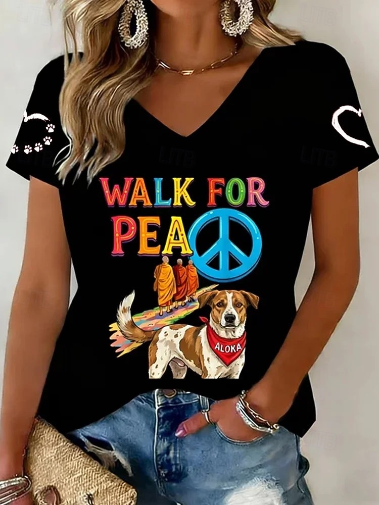 Women's T Shirt Print Graphic Animal Vintage Stylish Classic Short Sleeve Crew Neck Round Neck Regular Tops Casual Daily Weekend Blue Black Apricot Summer Spring Fall 2026 - $21.99 –P2