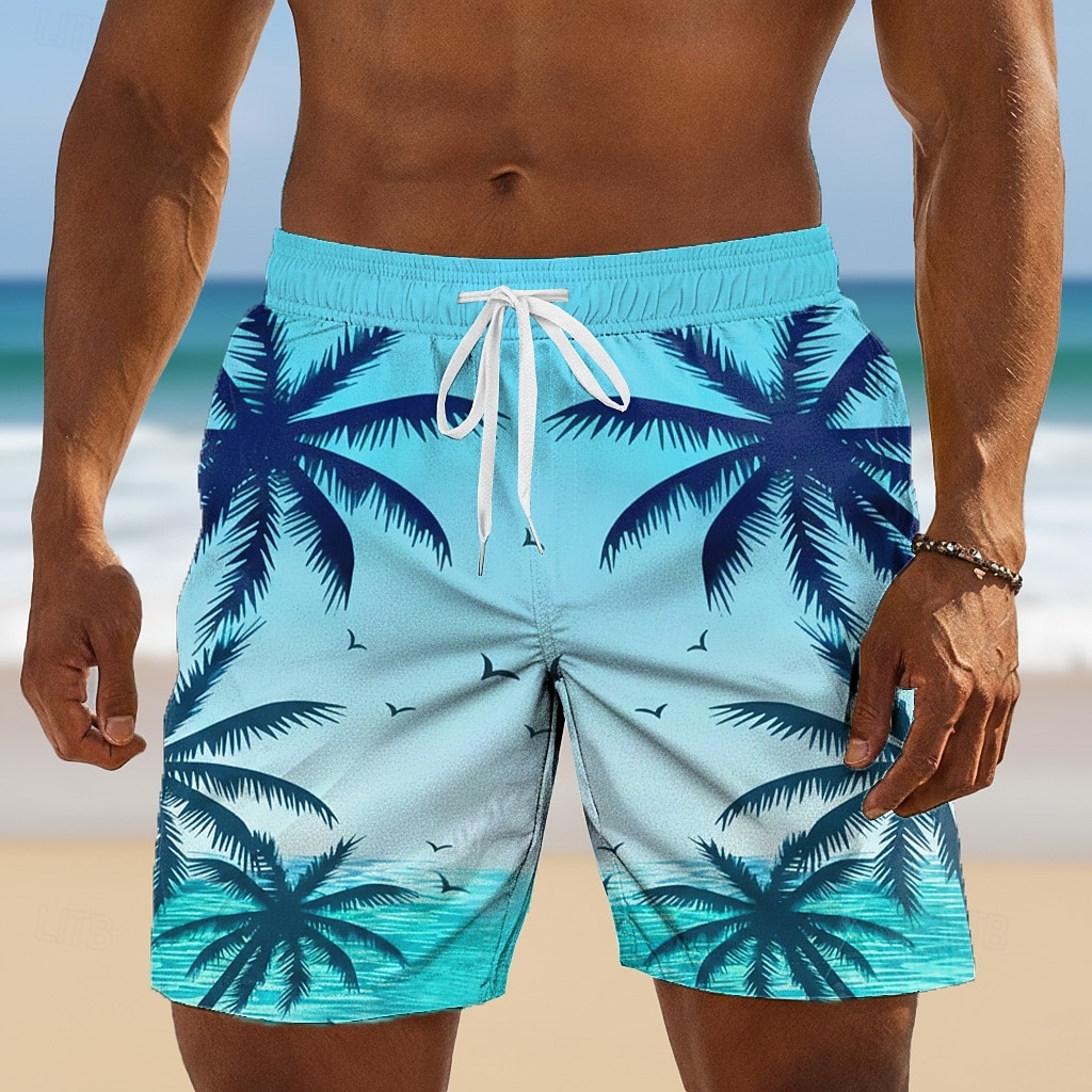 Herren Kokospalme Tropische Pflanzen Badehosen Badeanzüge Badeshorts Boardshorts Mittlere Taille Hawaiianisch Täglich Strandurlaub Seitentaschen Netzfutter Elastischer Kordelzug in der Taille Designer 2026 - $20.99 –P1