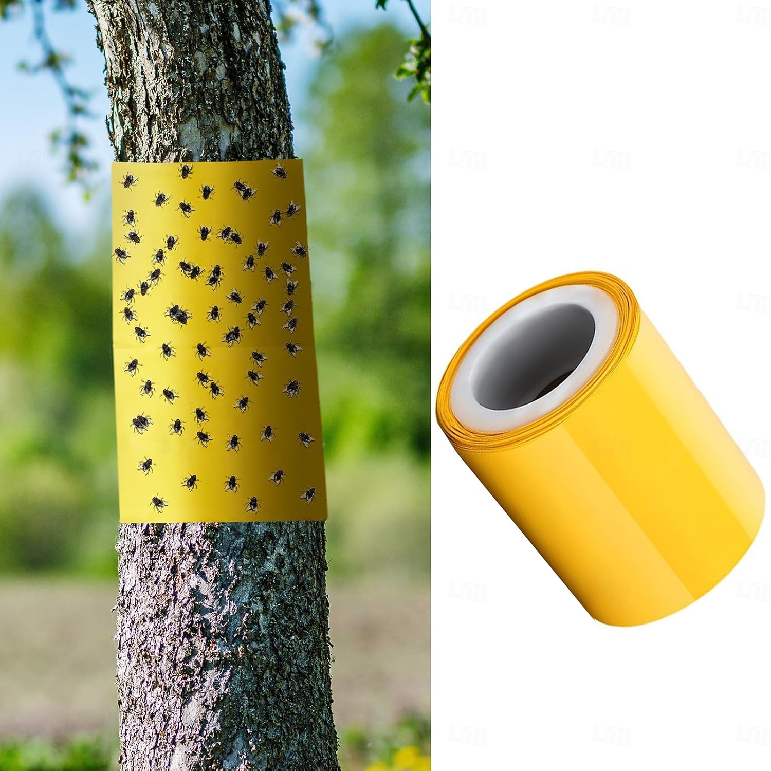 Bandă adezivă pentru insecte târâtoare, 5 metri, pentru exterior, capcană lipicioasă galbenă, barieră lipicioasă, care protejează copacii, exterior, interior, pomi fructiferi, gazon, grădină, 2026 - $10.49 –P2