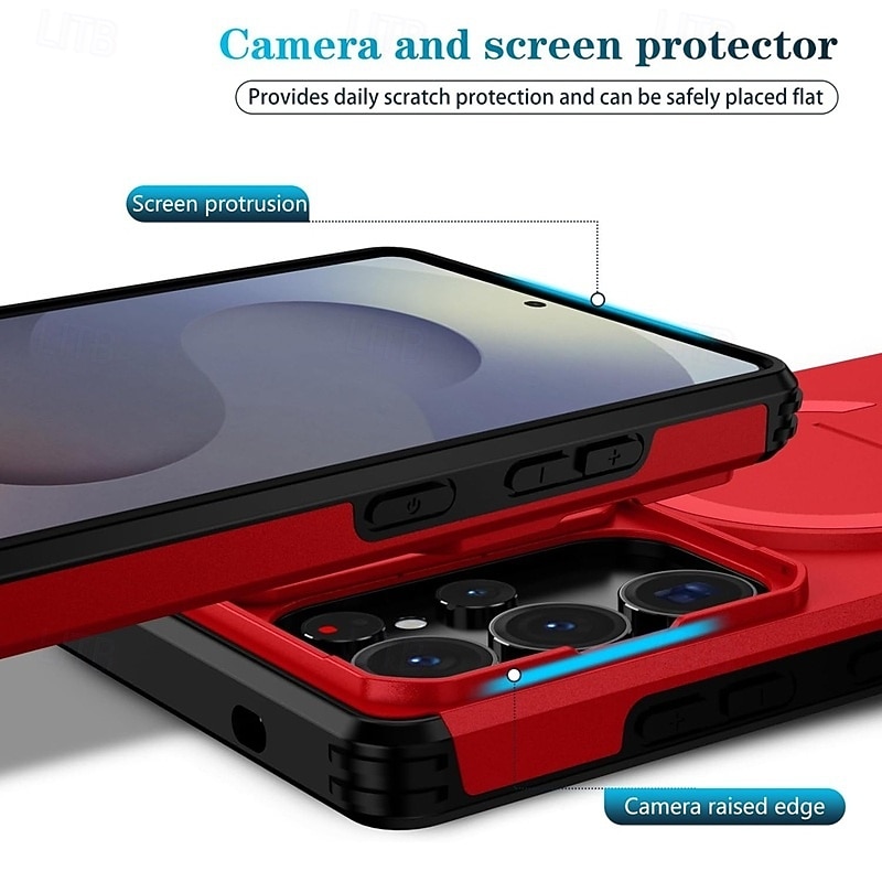 Phone Case For Samsung Galaxy S26 S25 Edge S24 FE S23 Ultra Plus A37 A57 A56 A36 A26 A16 Back Cover With Magsafe with Stand Holder Support Wireless Charging Shockproof Armor ABS+PC 2026 - $13.99 –P10