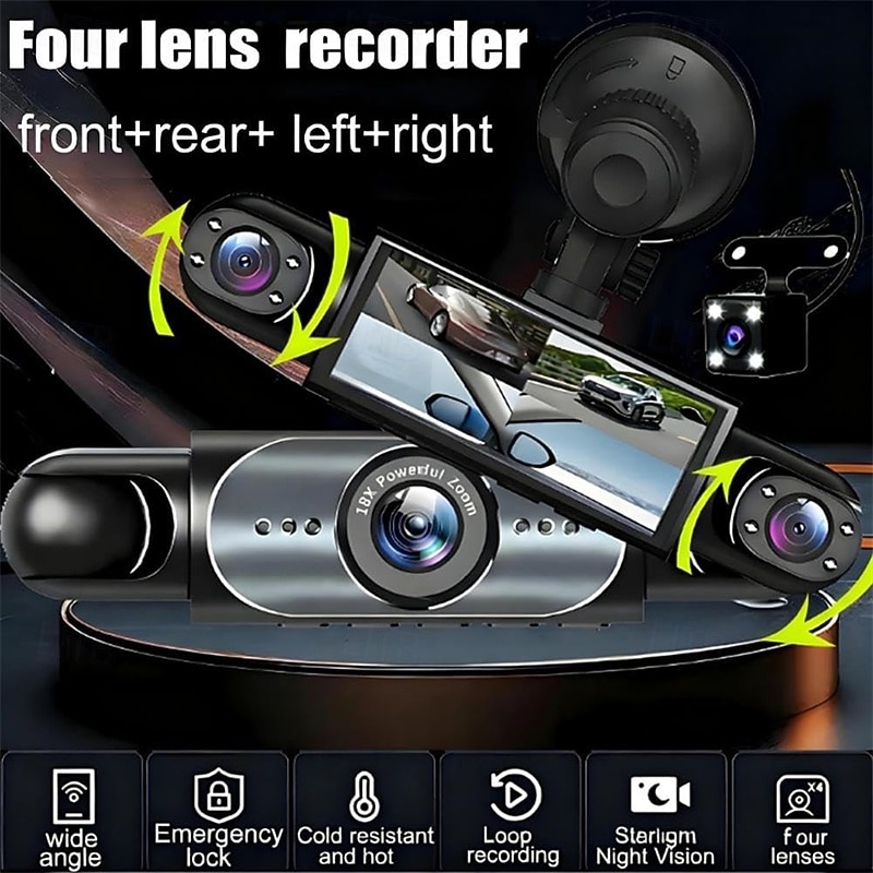 Telecamera da cruscotto a 3 canali per abitacolo anteriore e posteriore, telecamera per auto tripla 1080p con obiettivo girevole, telecamera da cruscotto HD per auto, sensore G, registrazione in loop, del 2026 a $56.99 –P2