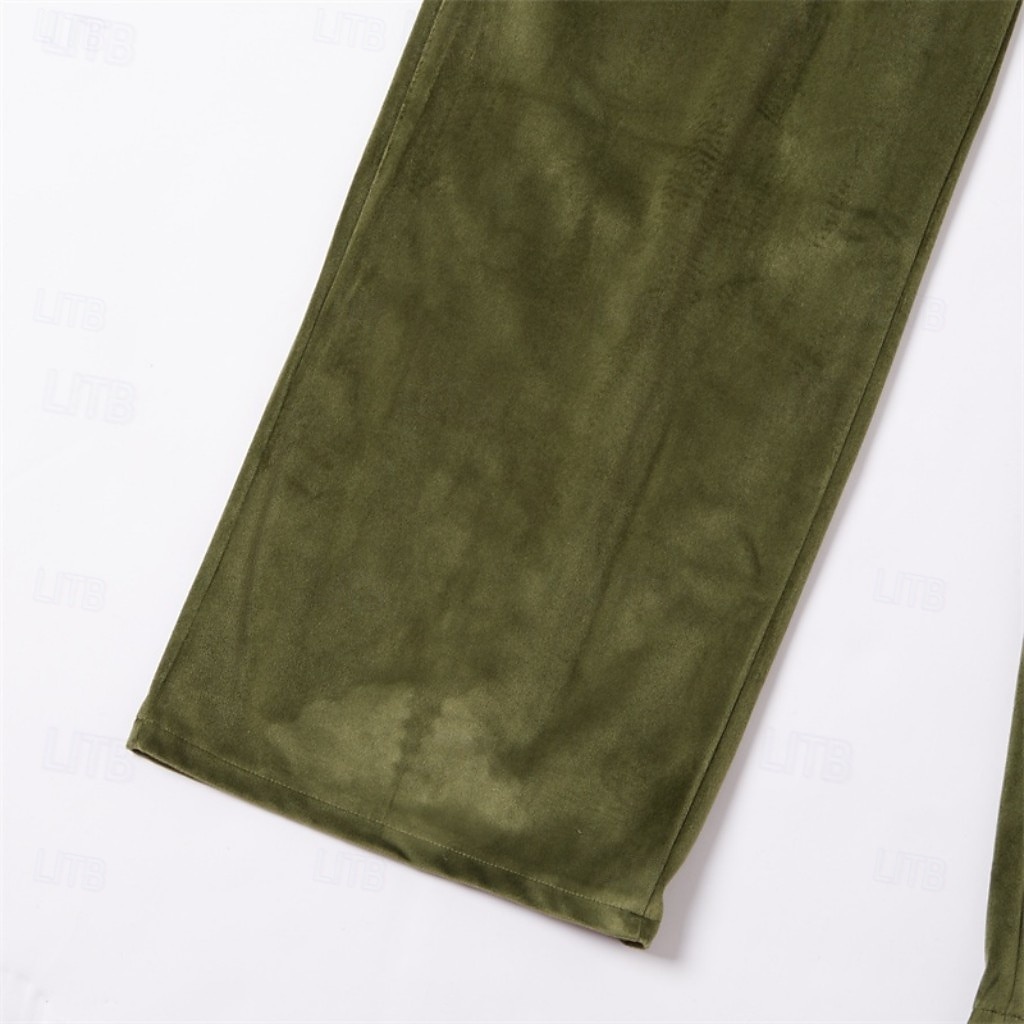 Calça social masculina de veludo - calça reta para ocasiões formais - verde militar de 2026 por $40.99 –P5