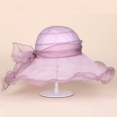 hoed Organza Zomerhoed Slappe hoed Bruiloft Elegant Romantisch Dame Met Strik Helm Hoofddeksels 2026 - $63.99 –P14