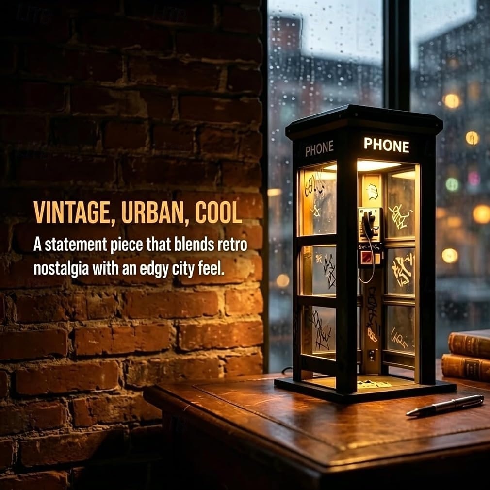 Vintage Phone Booth Ambient Lamp, Retro Classic Design Warm LED Light, Phone Booth Lamp for Bedroom, Home Office, Study & Bar Decor 2026 - $30.99 –P5
