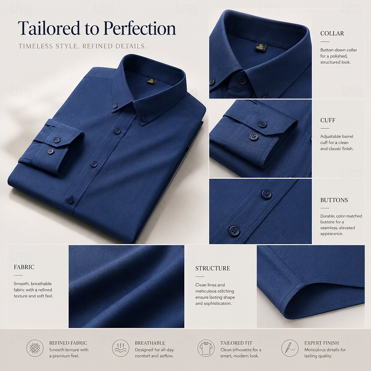 camicia da uomo in misto lyocell, camicia elegante blu navy del 2026 a $39.99 –P2