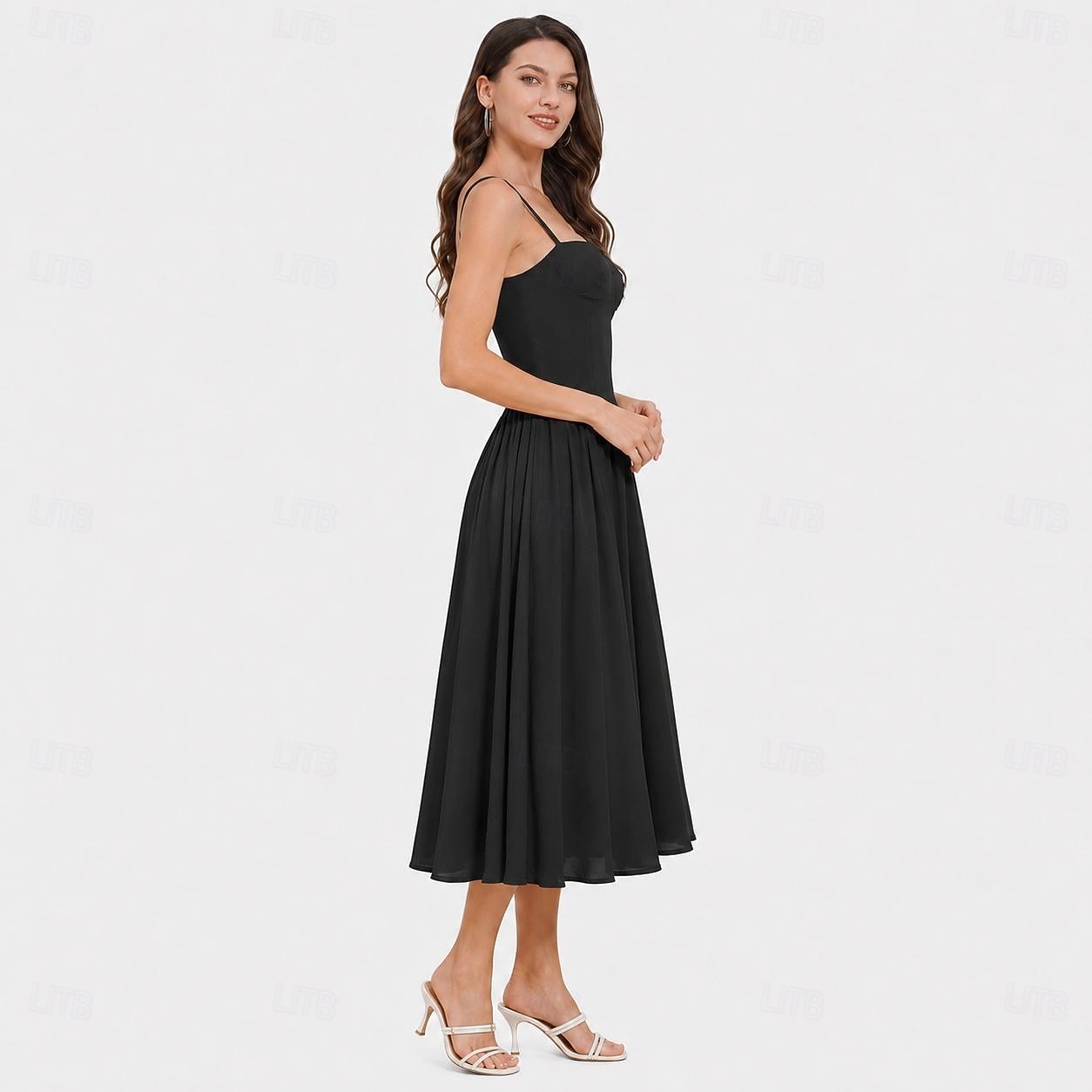 Anos 50 Retro Vintage Até o Tornozelo Vestidos Vestido swing Alças Finas Côr Sólida Justo & Evasê Balanço Fantasia Mulheres Dia dos namorados Festa de Chá Casual / Diário Adulto Vestido Verão de 2026 por $37.99 –P14