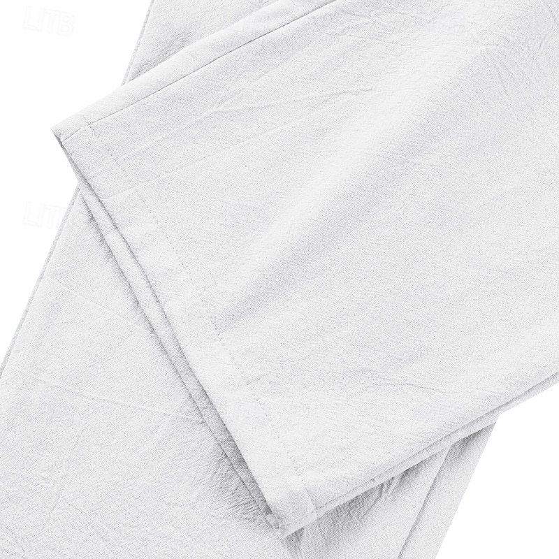 Homme Pantalons en Lin Pantalons Pantalon d'été Jambe Droite Uni Confort Respirant Longueur complète Occasionnel Quotidien Extérieur Mode Style Classique Bleu Kaki Non Elastique de 2026 ? $26.99 –P8