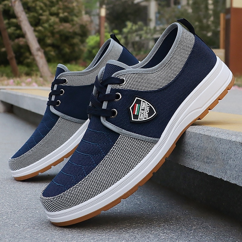 Zapatillas deportivas de hombre con cordones y bloques de color, calzado ligero e informal para caminar, ideal para viajes, uso diario y conjuntos de fin de semana. 2026 - $26.99 –P4
