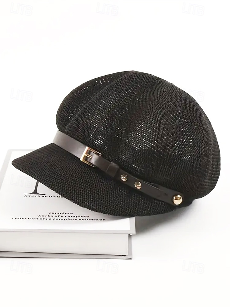 Women's Breathable Straw Newsboy Cap – Lightweight Summer Beach Hat with Faux Leather Buckle for Casual Travel & Sun Protection 2026 - $26.99 –P7