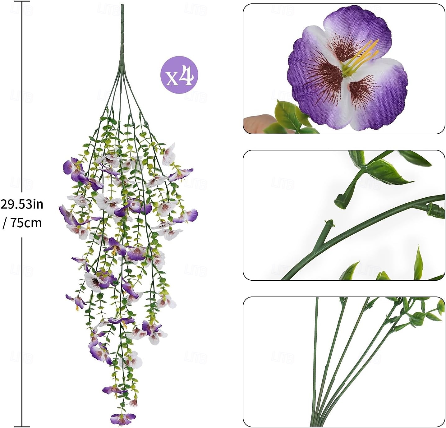4 Pcs Artificial Hanging Pansy Flowers for Outdoors, Faux Flowers Fake Spring Summer Decor, UV Resistant Fake Plants Silk Flower for Planter Front Door Porch Patio Yard Garden 2026 - $20.99 –P2