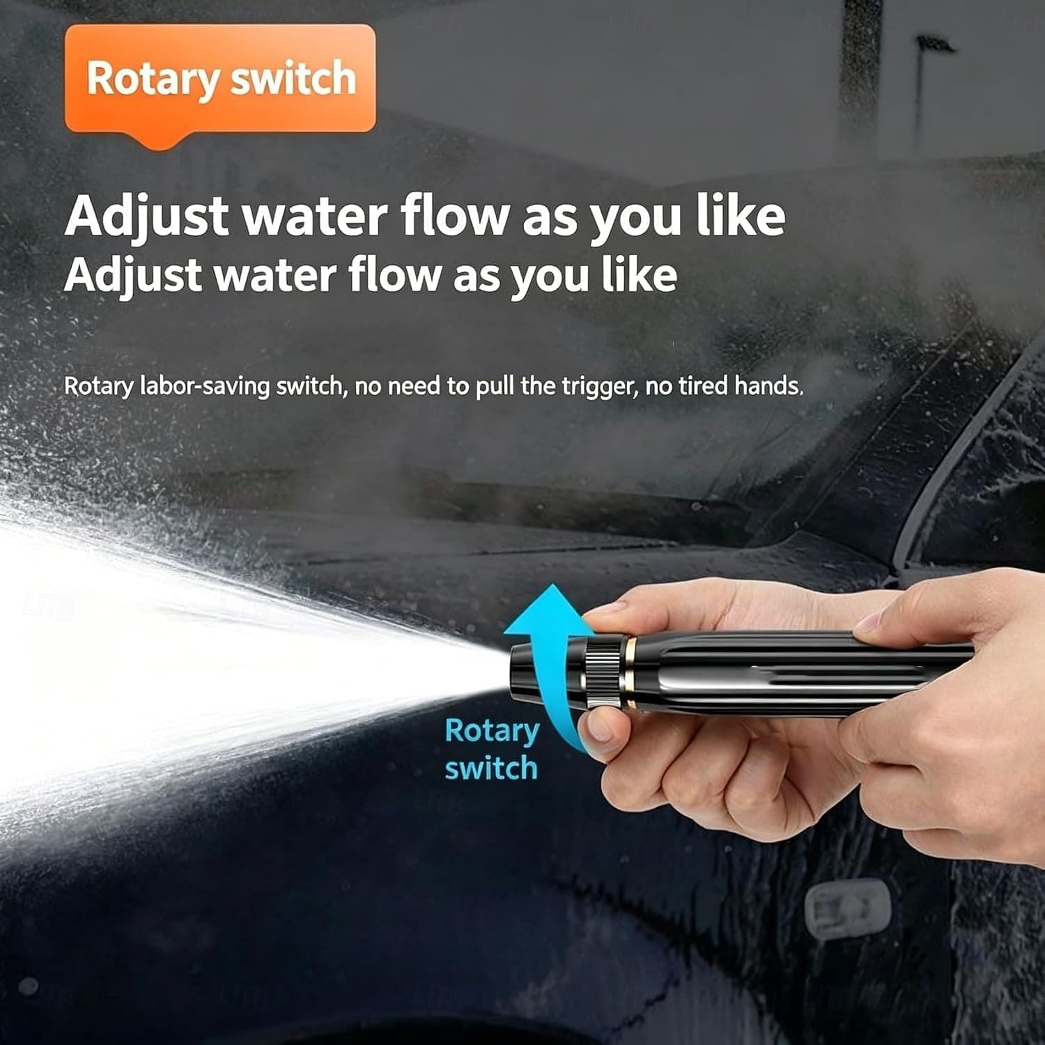 1 juego de pistola de agua a alta presión para lavado de autos en casa, potente amplificador de presión para manguera de jardín, ajustable 360°, 3 tipos de rociado y manguera de 5/10 m para regar 2026 - $21.99 –P6