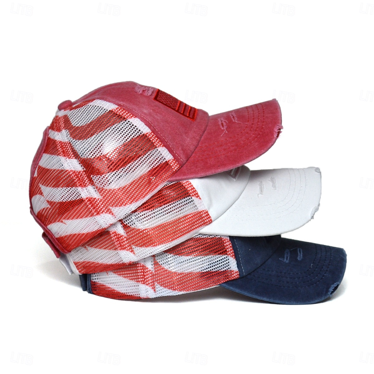 Bold Freedom Ponytail Cap, patriotische Baseballkappe mit Used-Look und amerikanischer Flagge für Damen, Trucker-Cap aus gewaschener Baumwolle, verstellbarer Sonnenhut mit Klettverschluss zum 250. 2026 - $16.99 –P8
