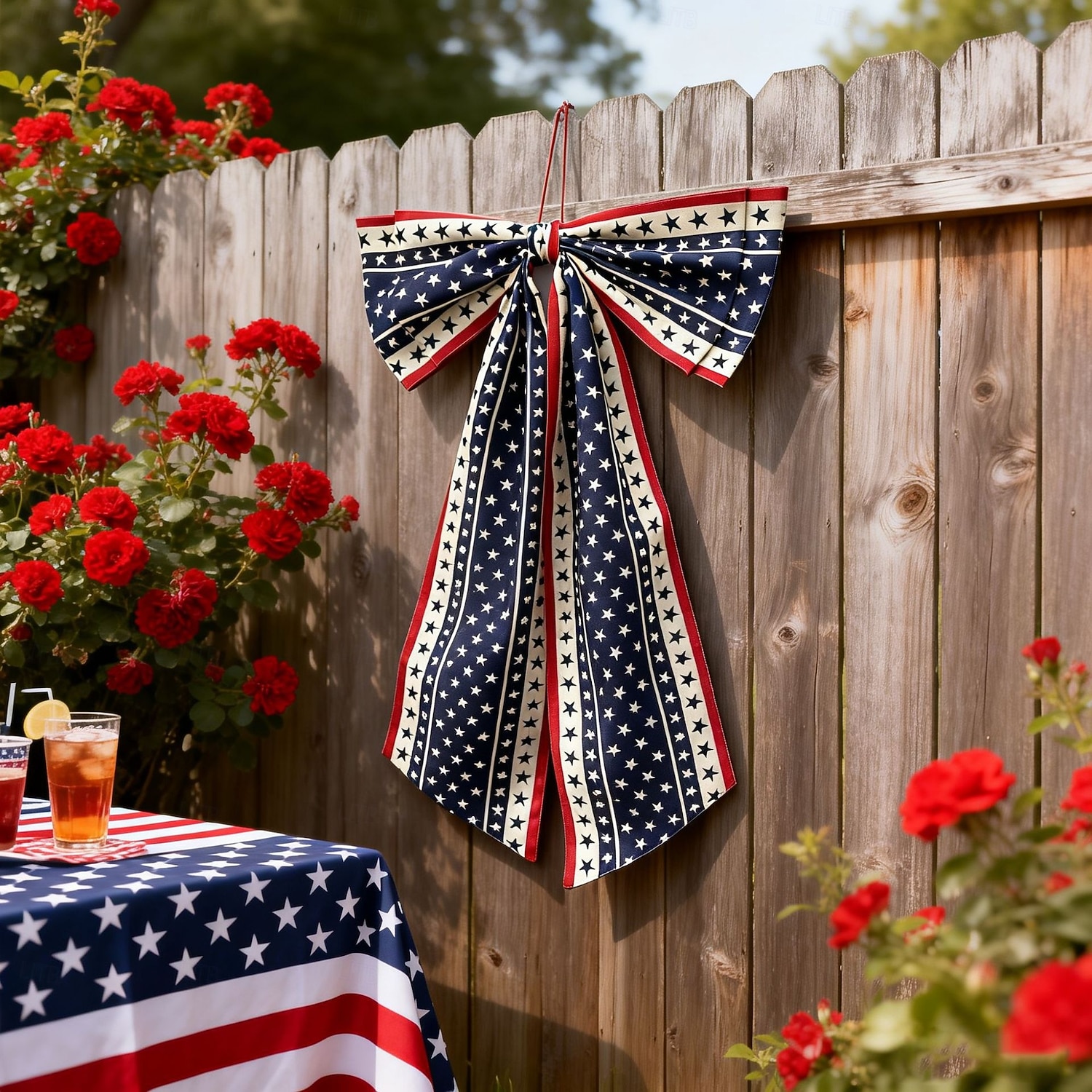 Fiocco decorativo per il 250° anniversario degli Stati Uniti, fiocco patriottico da appendere, rosso, bianco e blu, ghirlanda per la porta del 4 luglio, fiocco per la porta d'ingresso, portico, del 2026 a $18.99 –P14