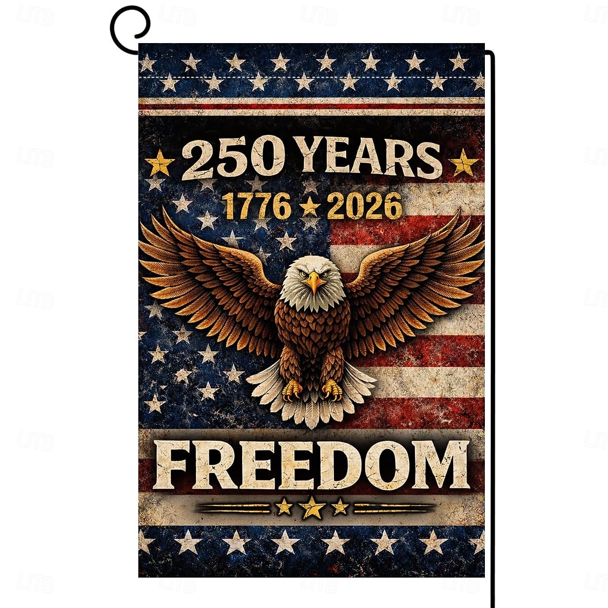 Lot de 2 drapeaux de jardin américains commémorant le 250e anniversaire de l'Amérique, 30 x 45 cm, format vertical double face, 1776-2026, bannière de l'aigle de la liberté, décoration patriotique de 2026 ? $17.99 –P1