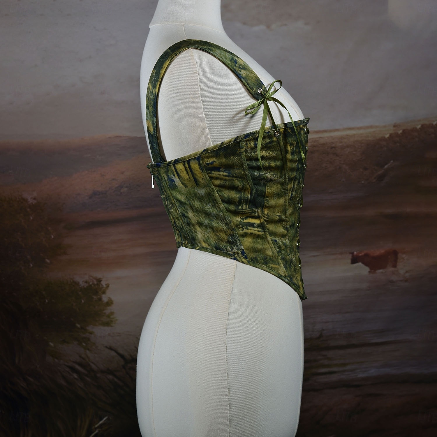 Medieval Renascentist Cottagecore Corset Corsaj Zana Cu Șiret Pictură în Ulei Costume de fancy Pentru femei Fantezie Halloween Carnaval Casul / Zilnic Târgul Renașterii LARP Adulți Corset Primavara 2026 - $51.99 –P4
