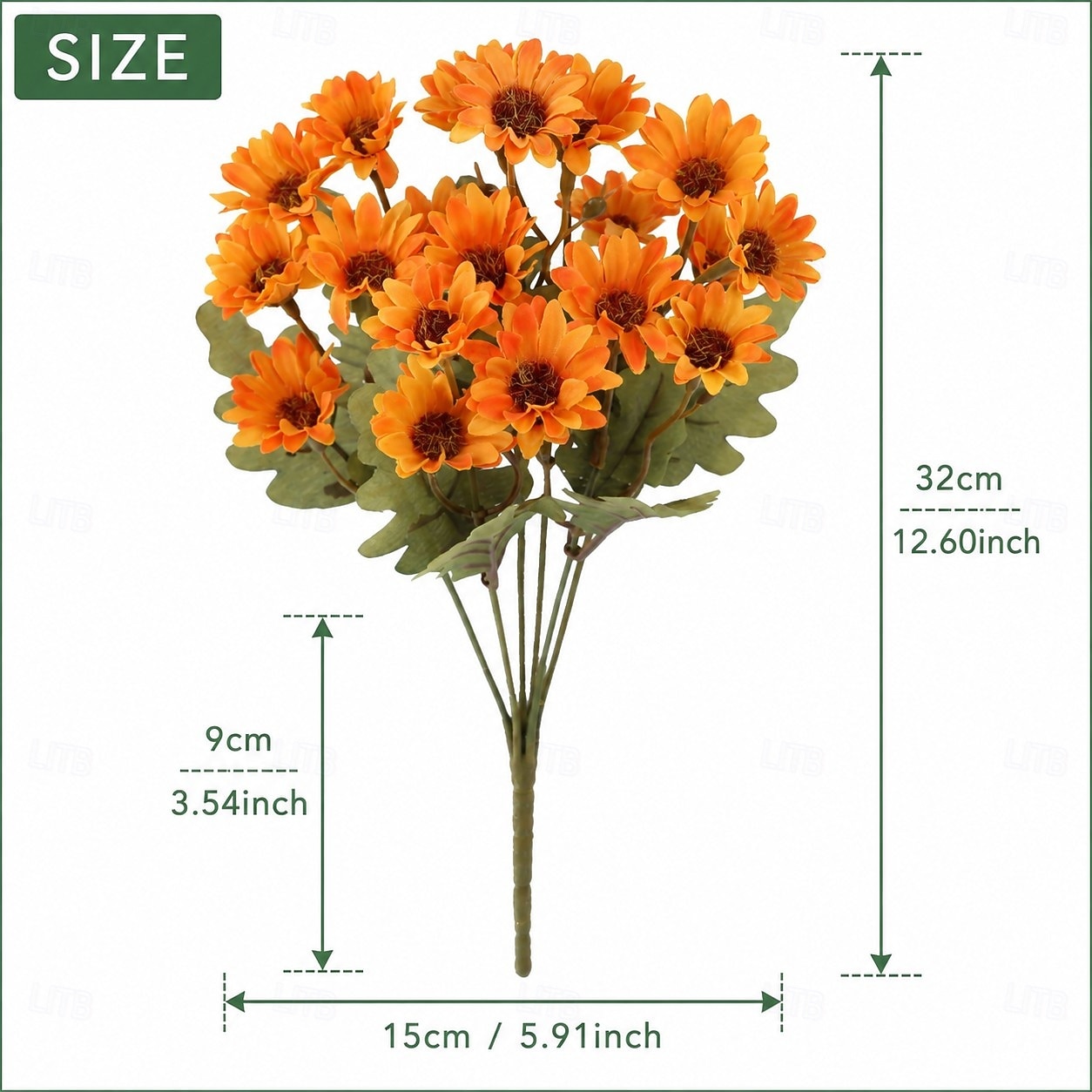 10 Bndel knstliche Herbstchrysanthemen, Sunset-Chrysanthemen, knstliche  Herbstblumen fr den Auenbereich mit Gnseblmchen und Eukalyptus,  UV-bestndig, wasserfest, windfest, naturgetreue, 2026 - 25.99