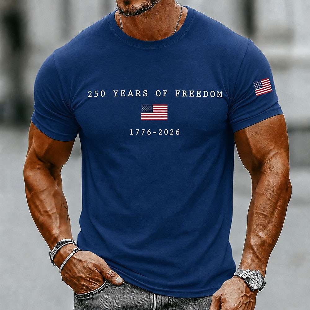 2026 250º Camiseta Masculina com a Bandeira dos EUA 1776 Camiseta de Manga Curta Estampa 3D Decote Redondo Patriótica Diário Festival Azul Preto Branco Roupas de Verão e Primavera S M L XL XXL XXXL de 2026 por CHF15.76 –P2
