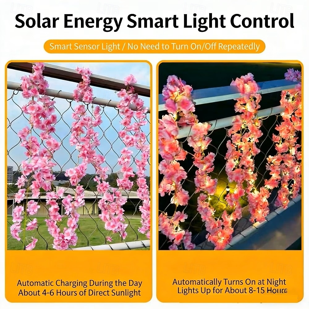 Solar Powered Simulation Pink Cherry Blossom Vine LED Copper Wire String Lights 2m/5m for Outdoor Wedding Christmas Party Home Decor Balconies Gardens Fences Terraces Porches 2026 - $16.49 –P11