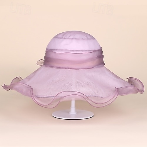 hoed Organza Zomerhoed Slappe hoed Bruiloft Elegant Romantisch Dame Met Strik Helm Hoofddeksels 2026 - $63.99 –P13