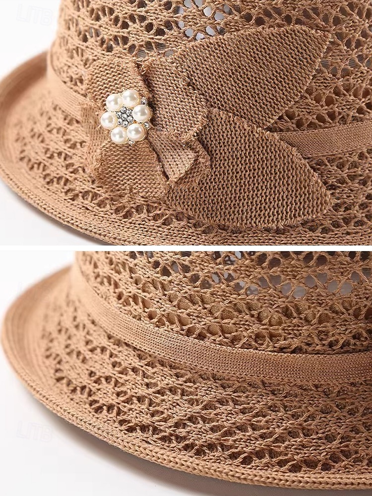 Chapéu bucket feminino dobrável em poliéster respirável – chapéu de sol de verão com flor decorativa e pérola, multicolorido, elegante para uso externo, jardim, praia e férias. de 2026 por $11.99 –P6