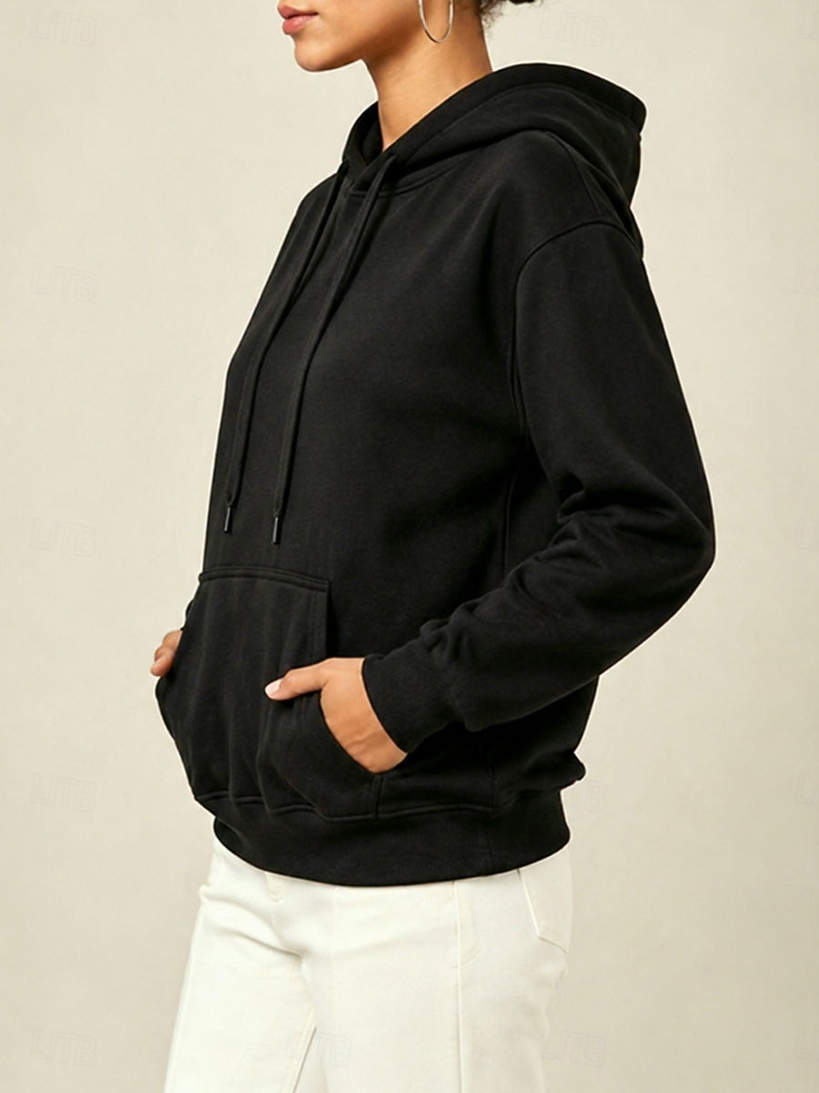 Per donna Pullover Felpe con cappuccio Semplice Casual Manica Lunga Con Cappuccio Top Regolari Blu Nero Grigio Autunno del 2026 a $31.99 –P3