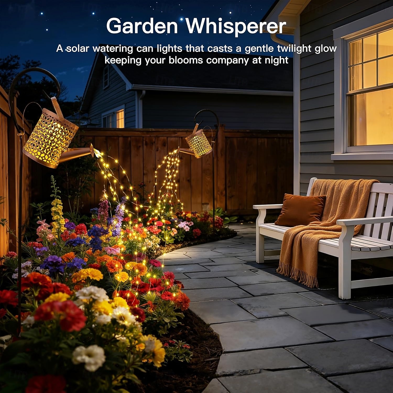 Solar Watering Can with Cascading Lights Outdoor Garden Decor, Birthday Gifts for Mom Grandma Women, IP65 Waterproof 2 Lighting Modes Hanging Lanterns for Yard 2026 - $26.99 –P4