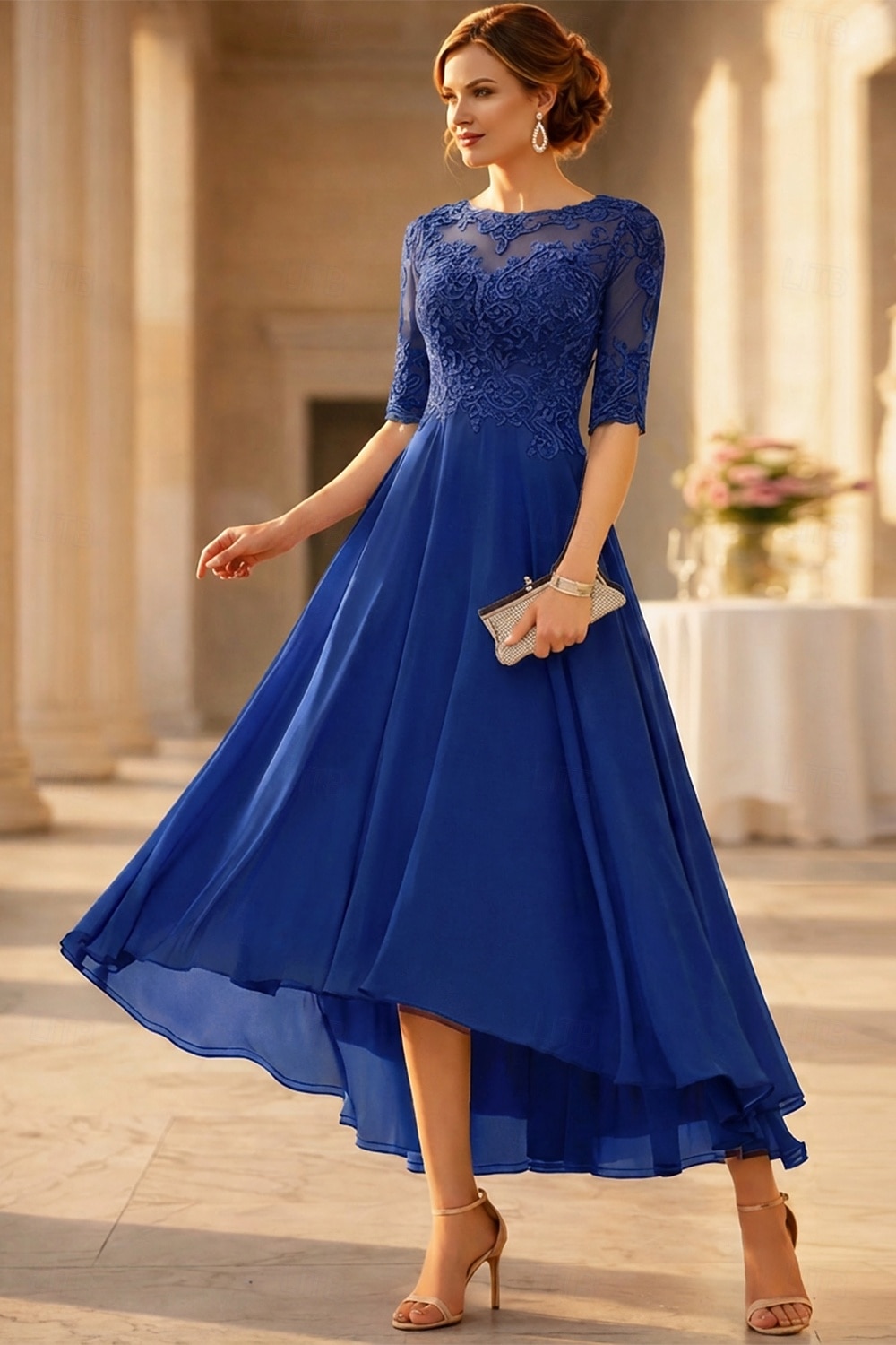 Linea ad A Lunghezza alla caviglia Vestito da Festa Abito da Cocktail Abito da invitata a nozze Abito da cerimonia per signora Mezza Manica Girocollo Elegante Ospite di nozze Ricevimento di del 2026 a $172.99 –P14