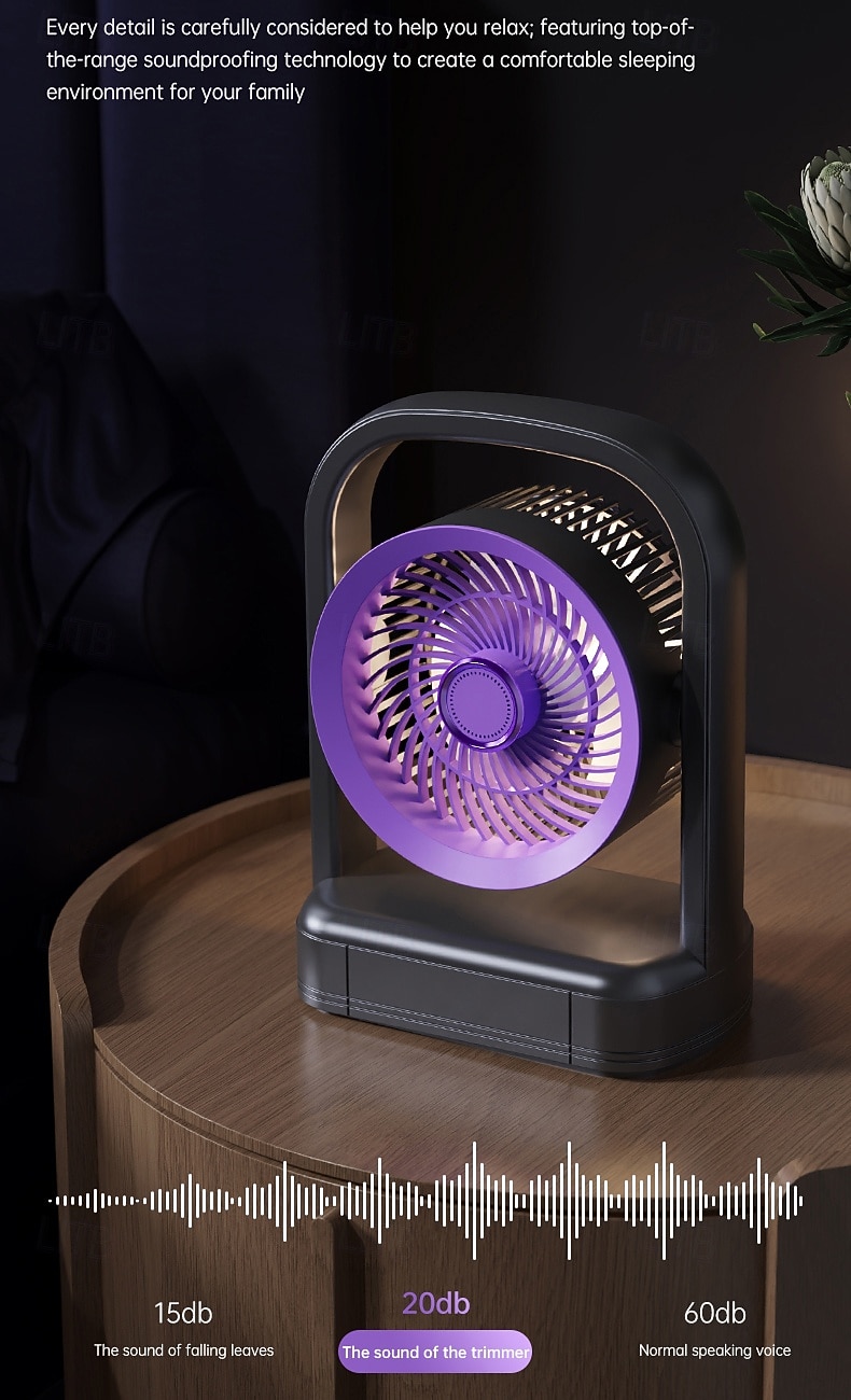 Bureauventilator met licht en aromadiffuser, tafelventilator met 5 snelheden en oscillatiefunctie voor kantoor en slaapkamer, stille persoonlijke usb-ventilator met led-nachtlampje &Essentiële 2026 - $55.99 –P12