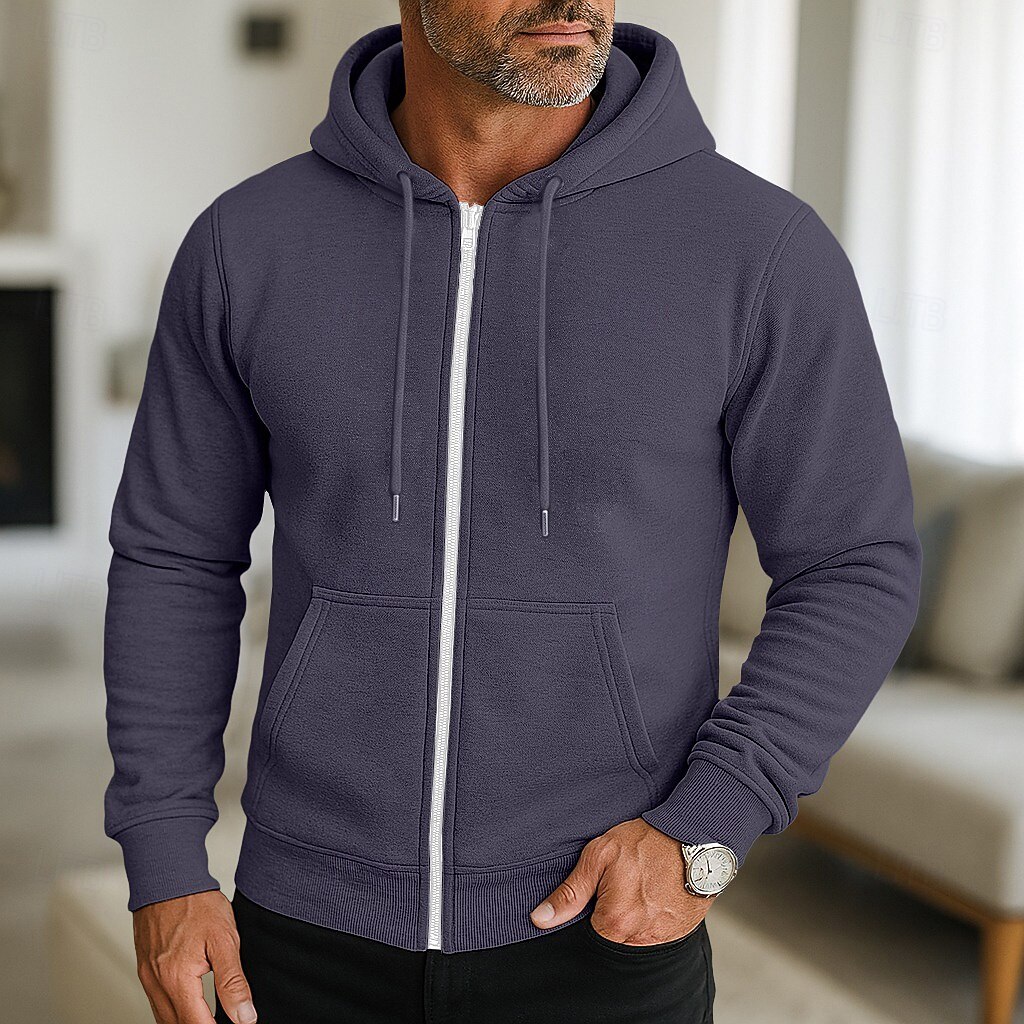 Homme Sweat à capuche Sweat à capuche zippé intégral Rouge vin Noir bleu marine Gris Clair Gris foncé À capuche Uni Zip Up Occasionnel Quotidien Sport & Loisir Streetwear Frais Vêtements de sport de 2026 ? $18.49 –P6