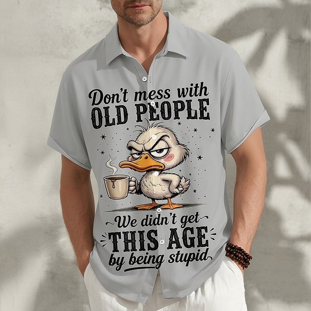 Homme Canard Argot drôle animaux de dessin animé Chemise Chemise d'été Chemise Boutonnée Manche Courte Ironique Quotidien Extérieur Vacances Été Printemps Col Rabattu Impression 3D chemises à col de 2026 ? $25.99 –P1