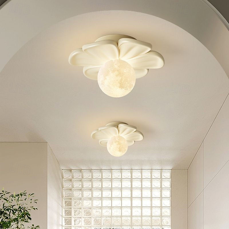 Lampă de tavan semi-încastrată, corp de iluminat modern pentru hol, cu floare verde din rășină, bec inclus, lumini 3D cu lună pentru insulă de bucătărie, dormitor, living, verandă, coridor 2026 - $90.99 –P4