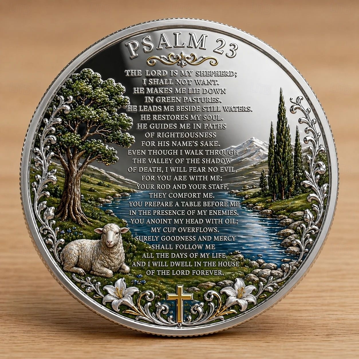 Pièce commémorative biblique, inspirée du psaume 23 et ornée d'un berger, jeton religieux inspirant à glisser dans sa poche pour la prière, le baptême, l'église ou comme souvenir chrétien. de 2026 ? $16.99 –P3