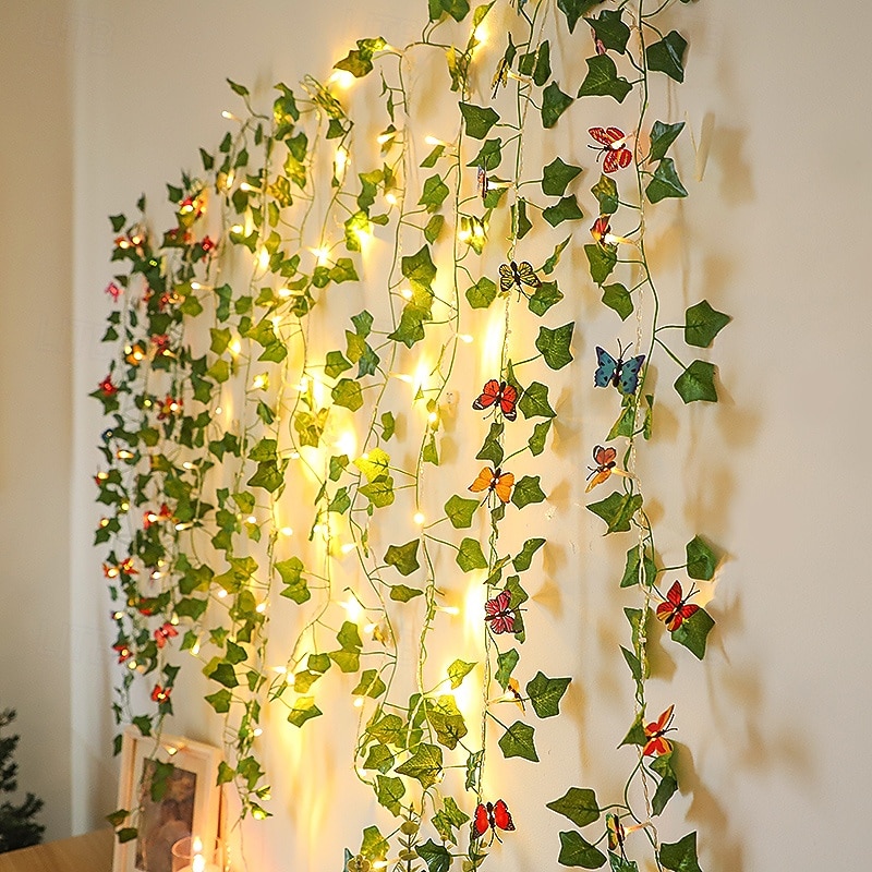 Lichterkette mit Schmetterlings-, Lilien- und Efeumotiven, für drinnen und draußen, geeignet für Wohnzimmer, Schlafzimmer, Terrasse, Garten, Hochzeiten und Partys, batterie-, kabel- oder 2026 - $10.99 –P19