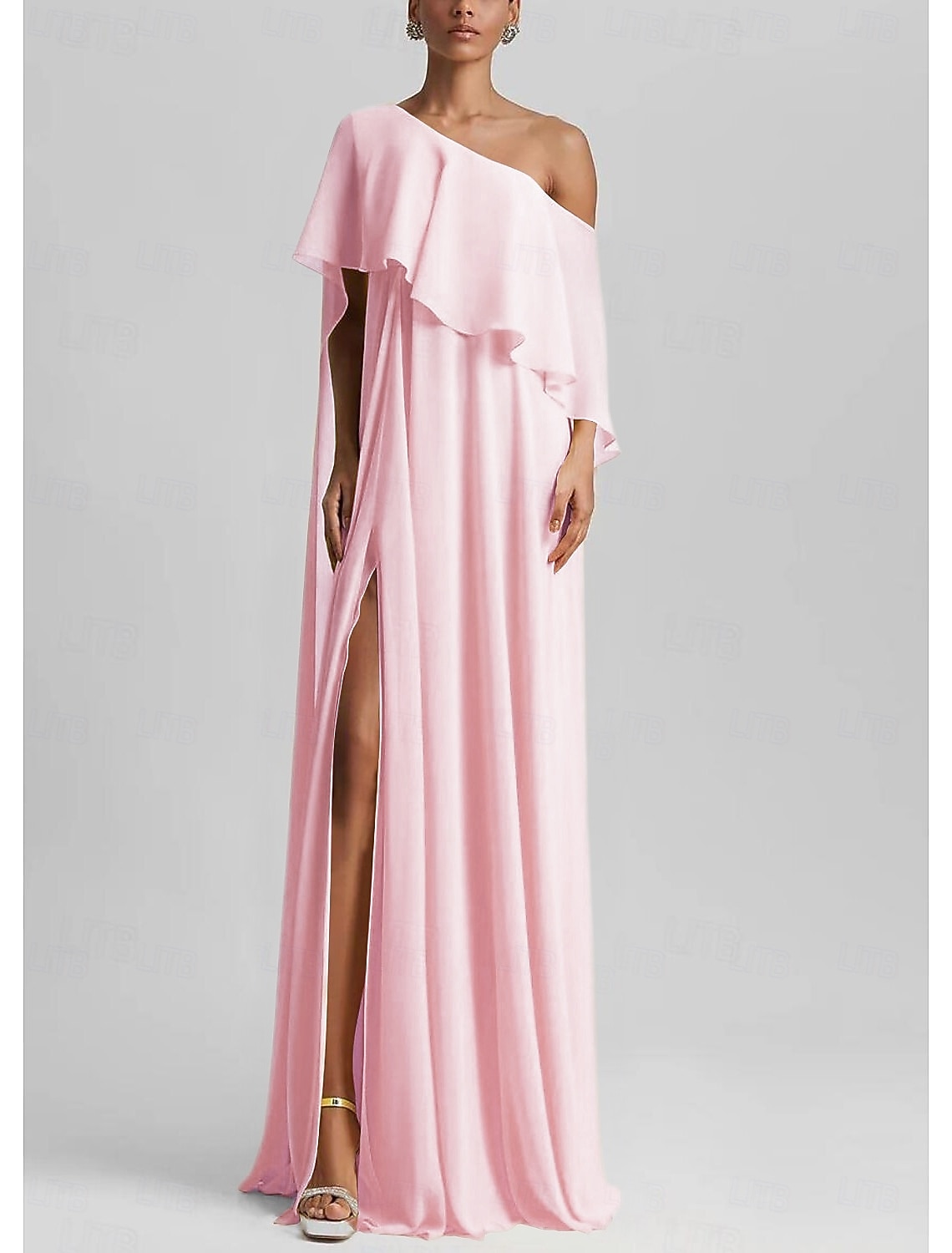 A-Line Floor Length Prom Dresses Elegant Sleeveless One Shoulder Formal Wedding Guest Stretch Chiffon with Ruffles Slit 2026 - $160.99 –P15