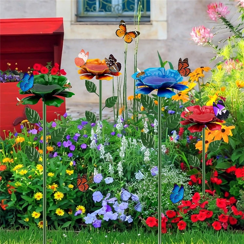Estação de água para abelhas para jardim, com lindo design floral, comedouros combinados para abelhas e borboletas, banheiras e bebedouros para abelhas, itens essenciais para jardinagem, decoração de de 2026 por $15.49 –P3