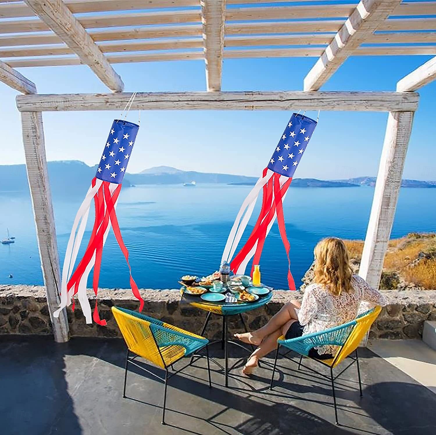Conjunto de 4 birutas com a bandeira americana, estrelas e listras, para decoração do Dia da Bandeira e do 4 de julho, para uso externo. de 2026 por $28.99 –P4