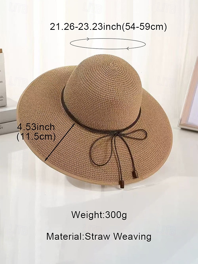 Women's Bohemian Wide Brim Straw Sun Hat, Foldable Summer Beach Hat with Bowknot Detail, Packable Floppy Sun Visor for Vacation, Travel and Daily Casual Wear 2026 - $14.99 –P14