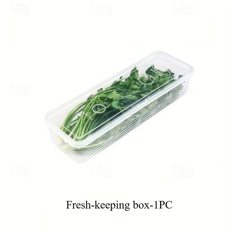 1/2/4 Pcs Durable Plastic Food Storage Box, Long Shaped Airtight Refrigerator Organizer, Sealed Fresh-Keeping Container, Practical Kitchen Supplies For Coriander, Green Onions, Mint Fresh Vegetables 2026 - $7.49 –P7