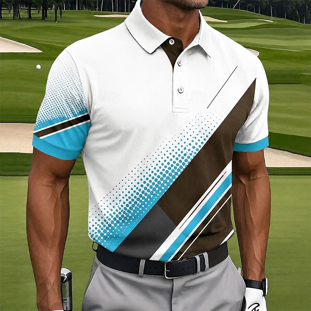 Miesten Geometrinen Golf Urheilu poolopaidat Lyhythihainen Poolopaidat Kauluspaidat Vapaa-aika Urheilu- ja treenivaatteet Arki-asut 3D-tulostus Napit Kevät kesä Sininen Laivaston sininen Oranssi 2026 - $22.99 –P3