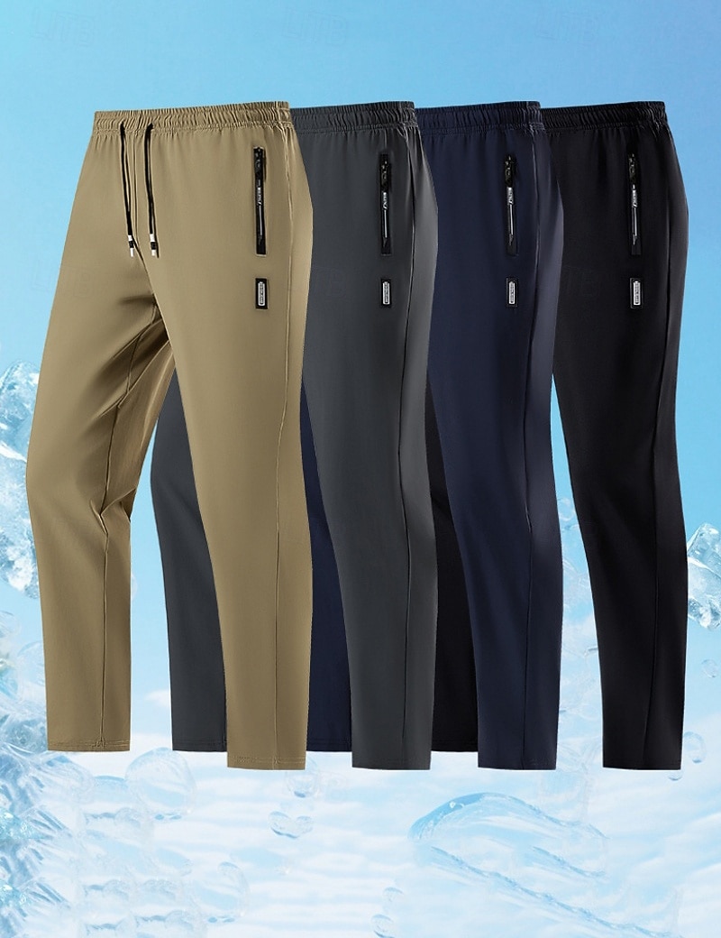 Męskie Spodnie Spodnie codzienne Spodnie outdoorowe Ściągana na sznurek Kieszeń Elastyczny pas Jednokolorowe Szybkie wysychanie Lekki Codzienny Na zewnątrz Święto Elegancki Klasyczny Khaki Czarny 2026 - $21.99 –P1