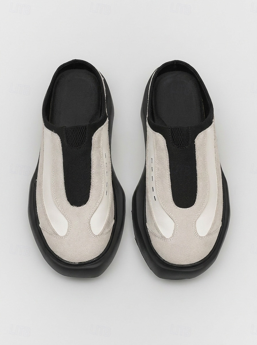 Men's Black & White Mule Sneakers - Slip-On Backless Comfort Walking Shoes - Casual Island & Cruise Footwear for Travel, Deck Strolls and Summer Leisure 2026 - $64.99 –P5